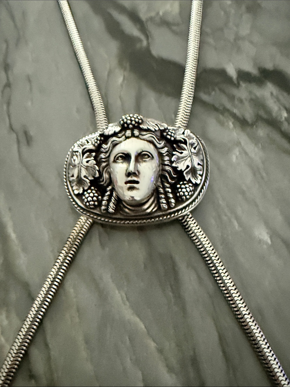 Henry Winograd HW999 Fine Silver Bacchus Bolo Tie